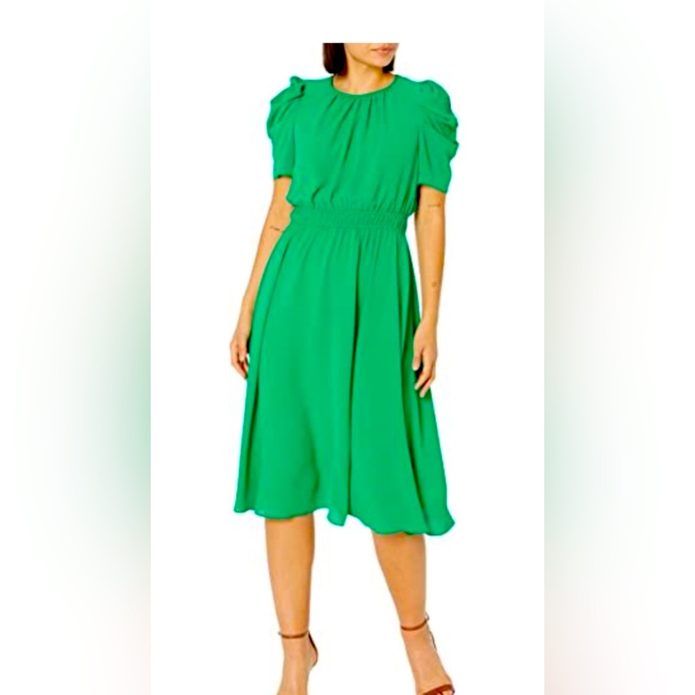 Puff Sleeve * A-Line Midi Dress * London Times (Size 8)